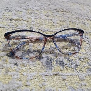 New Badgley Mischka Abigail Cateye Eyeglasses Frames Navy Brown 56-16-140 Mm